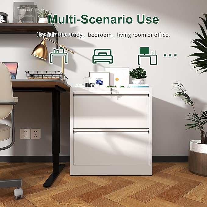 2 Drawer File Cabinet with LockSmall Filing Cabinet for HomeModern Office Under Desk Storage Drawers OrganizerEasy to AssembleWhite