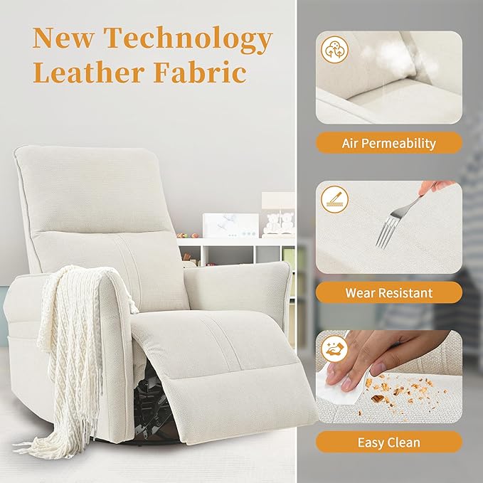 Power Swivel Rocker Recliner Chair for Nursery Upholstered Snowflake Velvet 270°Swivel Glider Rocker Chair with USB Ports Small Power Recliners for Small Spaces Living Room