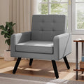 Kromax Mid-Century Modern Accent Chair for Living Room 496 Lb. Weight Capacity Dual Armrests Comfy Extra Large Seat Timeless Style Perfect for Reading &amp Relaxing Light Grey