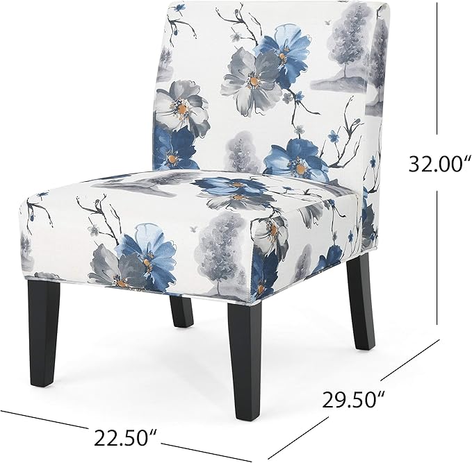 Christopher Knight Home Kendal Traditional Fabric Accent Chair Print Matte Black 22.5D x 29.5W x 32H in
