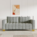 81.89 Sofa Comfy 3 Seat Sofa Tufted Chenille Upholstered Sofa Couch for Living Room with Gold Metal Legs and 2 Throw Pillows (Grey)