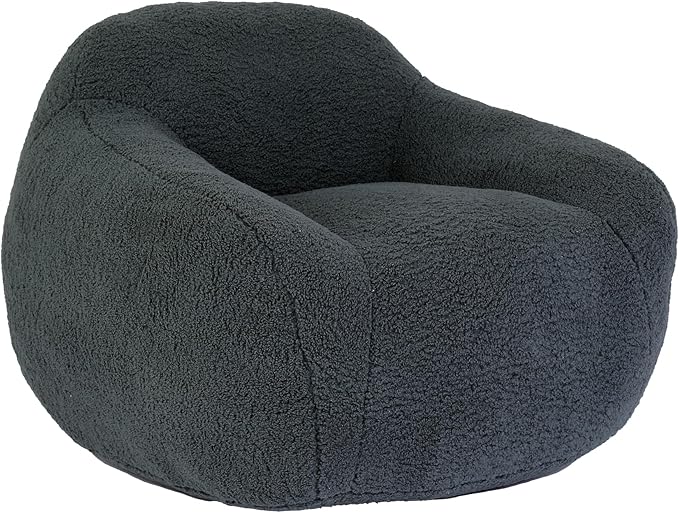 39 Single Armchair Sofa - Comfy Memory Foam &amp Soft Faux Fur | Modern Minimalist Design with Ergonomic Armrest for Living Room TV WatchingReadingDark Gray