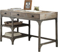 Weathered Oak Finish Writing Desk with Spacious Drawers - Home Office Furniture - Industrial Chic Design