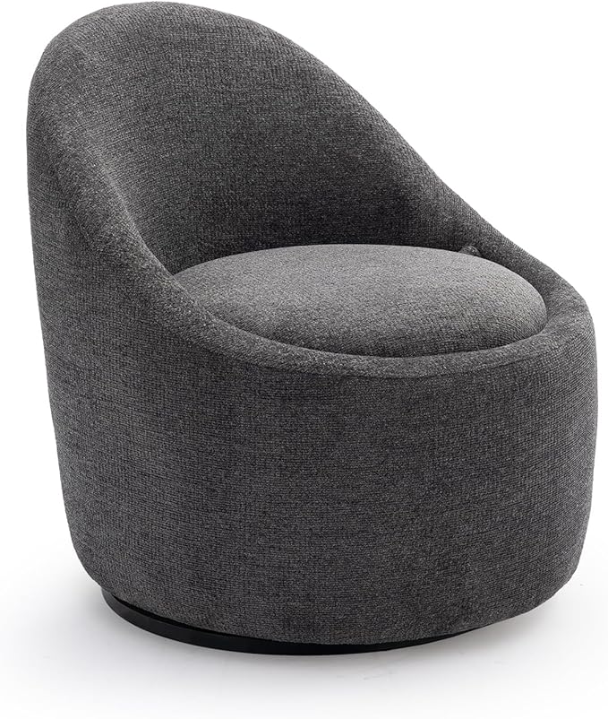 COLAMY Chenille Fabric 360 Swivel Accent Chair Set of 1 Dark Gray