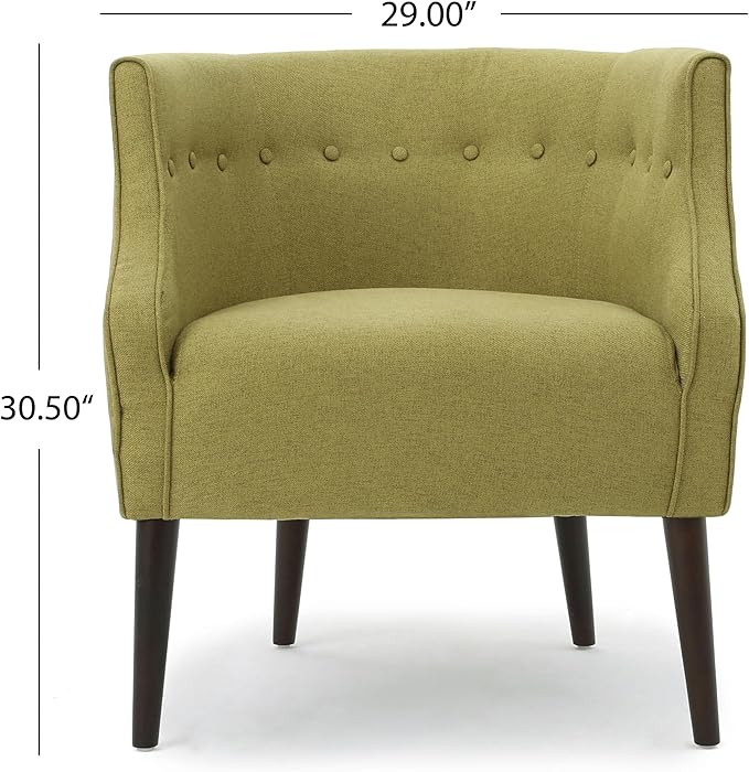 Contemporary Button Tufted Fabric Club Chair Green for Living Room or Bedroom