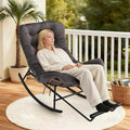 IDEALHOSUE Papasan Rocking Chair with Foot Rest Ergonomic Papasan Chair with Thick Soft Cushion Metal Frame &amp PE Rattan Lounge Chairs for Living Room Bedroom Relaxation Space