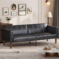 GarveeHome Futon Sofa Bed 75-Inch Modern Faux Leather Convertible Couch Mid-Century Loveseat for Small Space Living Room Bedroom Black