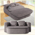Antetek Convertible Sleeper Sofa Modern Folding Futon Chenille Floor Foam Compression Loveseat Sofa Bed Couch Foldable Full Size Guest Bed with 4 Pillows for Living Room Bedroom Apartment Grey