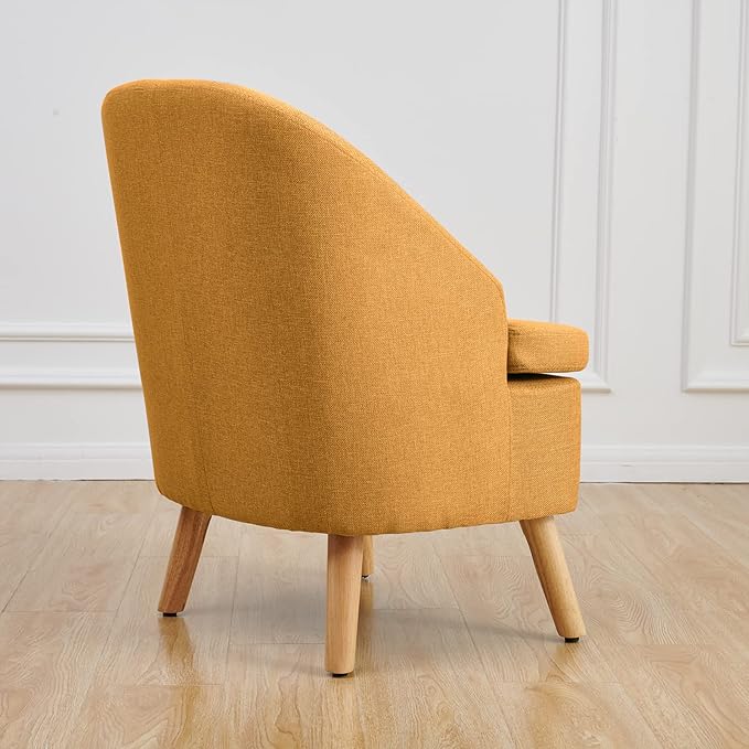 Accent Upholstered Club Cute Dirty Yellow Tub Chairs with Barrel Style Comfortable Round Side Sofa Chair Sitting Sofa Chair for Living Room Bedroom Small Spaces