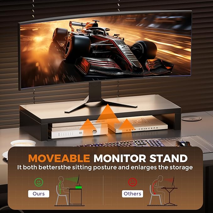 COMHOMA 57 L Shaped Desk with 2 Monitor Stand Reversible Computer Desk Corner Desks Gaming Desk PC Table Large Work Workstation for Gaming Writing Study Black