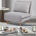 3 in 1 Sleeper Chair Bed Foldable Convertible Chair with Thickened Cushion and Sponge OTE Chenille Fabric Adjustable Backrest Upholstered Accent Chair for Apartment/Bedroom/Office - Light Gray