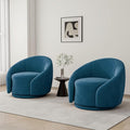 Swivel Barrel Accent Chair 360° Small Round Sofa Chair Comfy Modern Reading Armchair for Living Room Bedroom (Velvet Blue Set of 2)