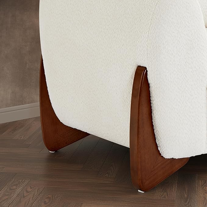 Morden Fort Boucle Sofa Modern Upholstered Cloud Couch Durable Comfy Boucle Pet-Friendly Sofa Deep Seat with Wooden Leg &amp Pillow Sofas 3 Seater Couches for Living Room Bedroom Apartment Beige