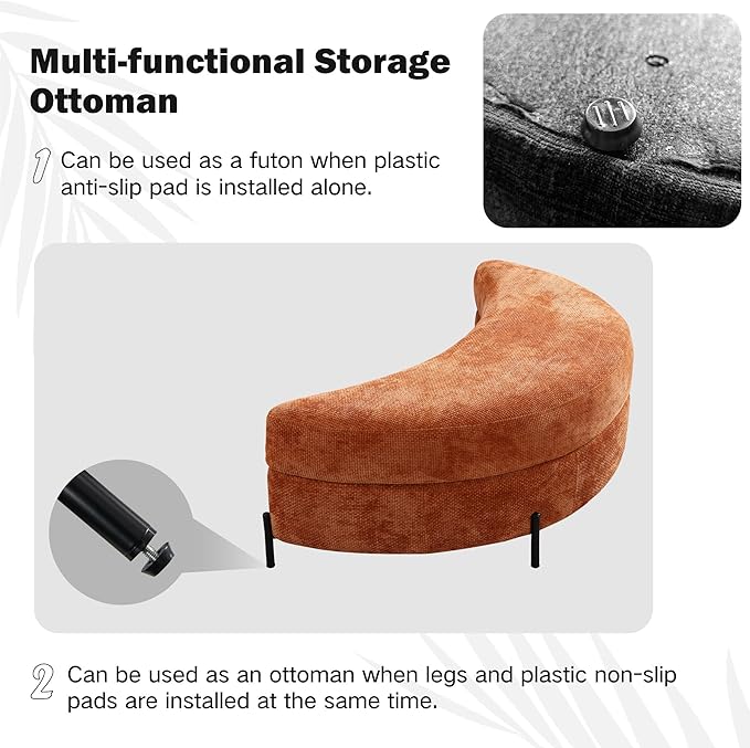 Chifee &amp Vingol 59.8 W Oversized Accent Barrel Chair Large Round Chair with Ottoman &amp Movable WheelsOrange