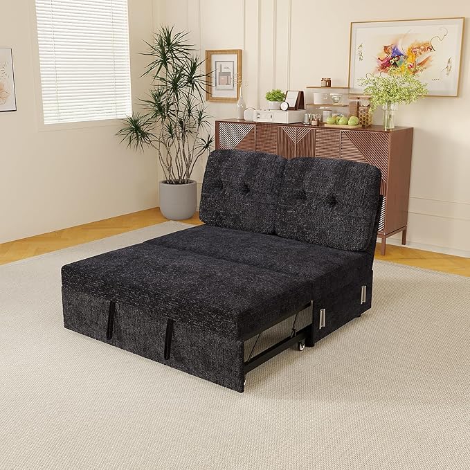 Pull Out Bed for Modular Sectional Sleeper Sofa with Adjustable Backrest Premium Textured Chenille Easy to Assemble Dark Blue