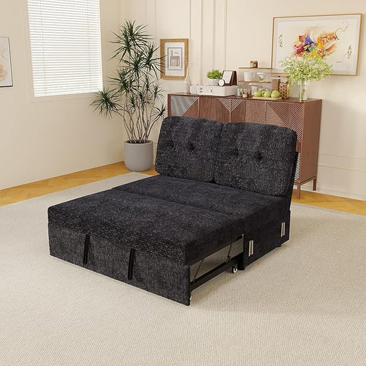 Pull Out Bed for Modular Sectional Sleeper Sofa with Adjustable Backrest Premium Textured Chenille Easy to Assemble Dark Blue