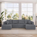 Comfortable Compression U-Shaped Modular Combination Sofa Compression Combination Modern Minimalist Corduroy Sofa Suitable for Living Room and Bedroom (Grey)