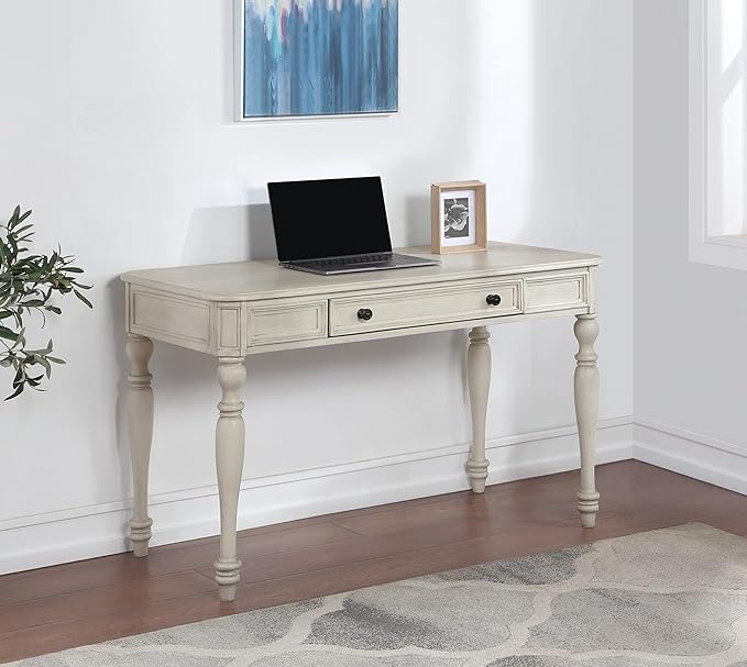 OSP Home Furnishings Country Meadows 48 Inch Writing Desk with Drawer Antique White
