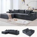110 L-Shaped Modular Sectional Sofa with Chaise Boneless Comfy Corduroy Fluffy Couch with Deep Seat and Side Pockets Flexible Module Combination for Living Room No Assembly Side Pockets