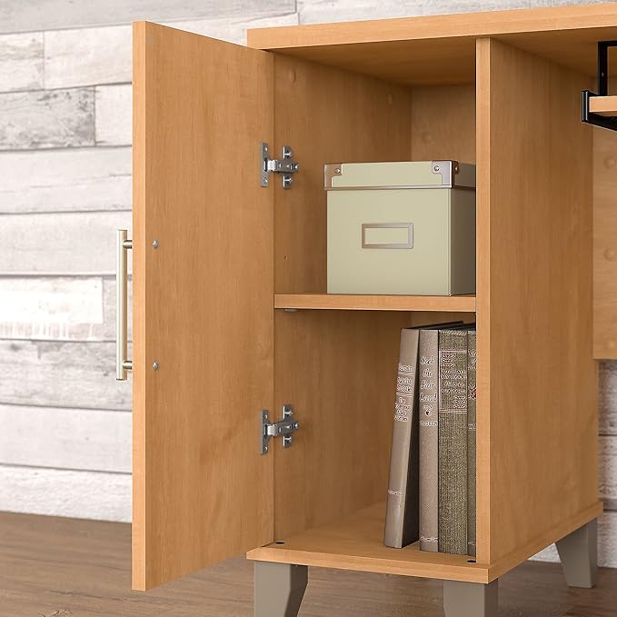 Bush Home Somerset 72W L Shaped Desk with Storage in Maple Cross 72-inch Large Corner Computer Table for Home Office Workspace