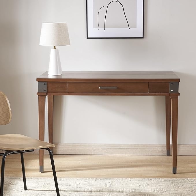 Leick Home 84401 Leick Home Laptop Desk with Drawer in Aged Barrel 1 Drawer in Aged Barrel