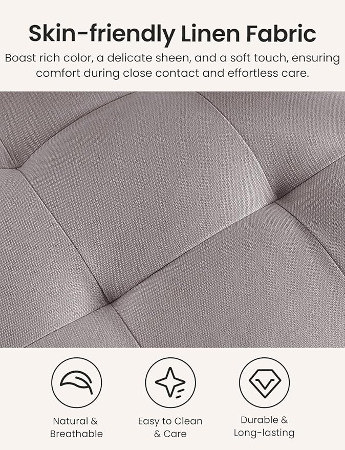 Mid Century Modern Accent Chairs for Living Room Comfy Bedroom Chairs for AdultsSmall Wide Reading Nook Arm Chair 105° Ergonomic Cozy Grey Linen Armchair with Rubber Wood