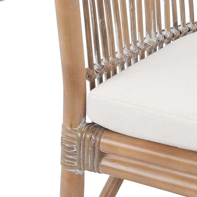 Safavieh Home Collection Olivia Grey Rattan Cushion Accent Chair White Washed/White