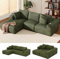 DURASPACE 108 Sectional Couch L Shaped Sofa Boneless Foam Cloud Couches with Chaise Fluffy Plush Corduroy Modular Couches for Living Room (Green Left Facing Chaise)