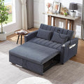 LUMISOL 3-in-1 Convertible Sleeper Sofa Bed 55.9 Loveseat Pull Out Bed with USB Ports Cup Holders Swivel Stand &amp Storage Pockets Modern Tufted Sofa Bed with Pillows Blue Grey