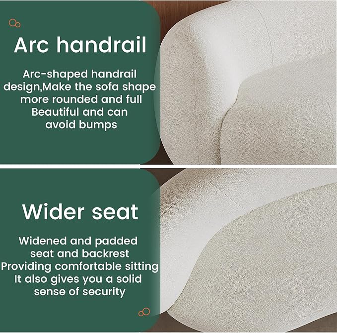 French Cream Style Curved Fabric Sofa Fashion Store Rest Area Beauty Salon Reception and Negotiation Internet Celebrity Style Modern Fashion (White 94.5)