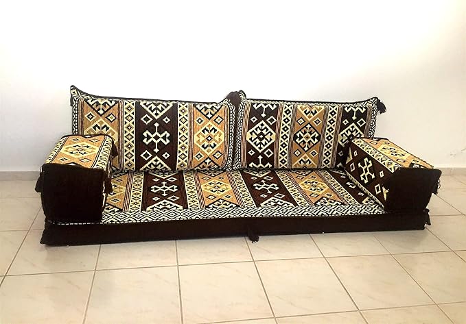 mysticalanatolia Arabic Majlis Sofa Arabian Couches 75''L x 27''W x 4''H for Home Living Room Patio Bohemian Oriental Floor Seating Furniture Indoor Outdoor Lounge Loveseat Futon Sofas