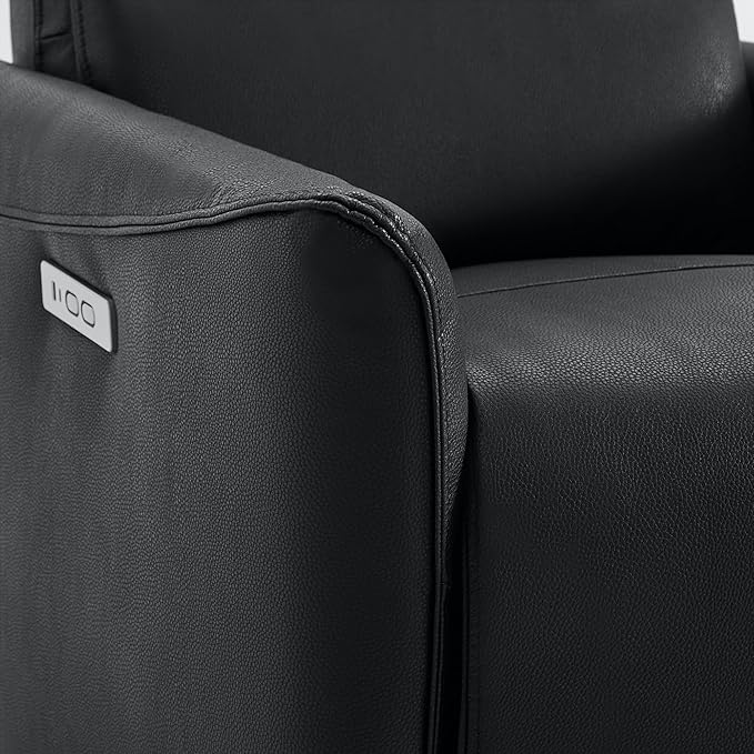 CHITA Power Recliner Chair Swivel Glider FSC Certified Upholstered Faux Leather Living Room Nursery Reclining Sofa Chair with Lumbar Support Black