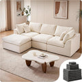 108 Cloud Sectional Couches with 1 Extra Washable Cover L Shaped 25.6 Deep Seat Couch with Ottoman Oversized Comfy Living Room Sofa DIY Color Refresh (White Sofa + Gray Cover Set)