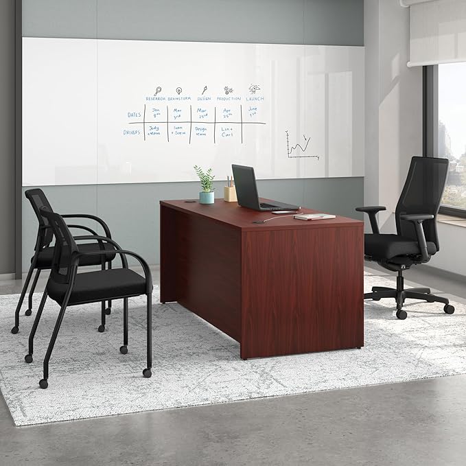 HON MOD Executive Office Desk with Drawers Modern Computer Desk with Double Pedestals Home Office 66 W Mahogany