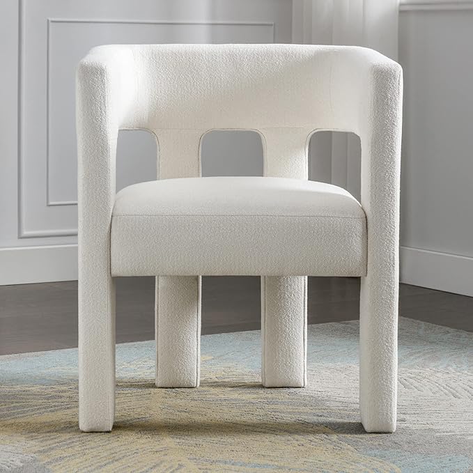 Modern Living Room Chair Accent Arm Chair Dining Chair Kitchen Dining Living Room Chairs Contemporary Designed Fabric Upholstered Chair Kitchen Side ChairComfy Vanity Desk Chair for Bedroom-Beige
