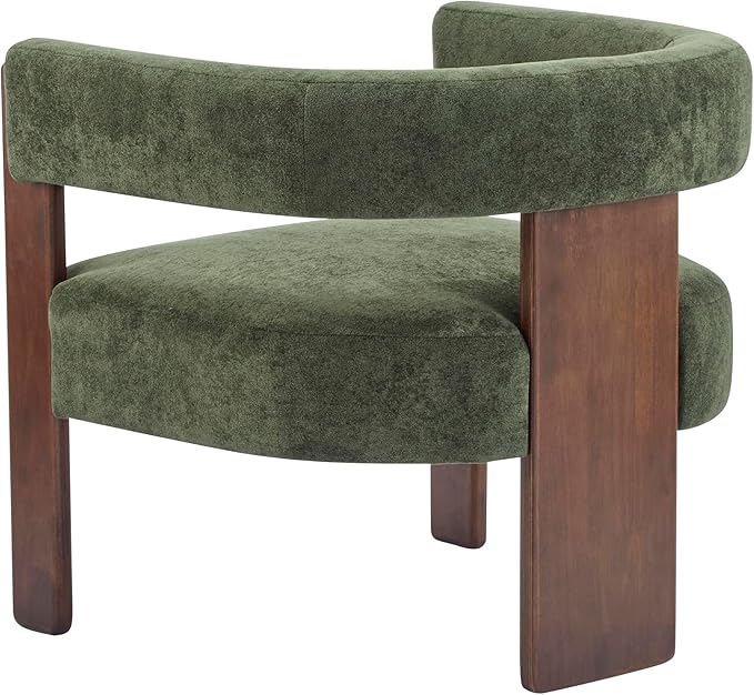 Christopher Knight Home Nettie Modern Accent Chair for Living Room Velvet Fabric Single Lounge Sofa Chair with Wooden Frame Comfy Reading Chair for Bedroom Lounge Armchair with Cushion Olive Green
