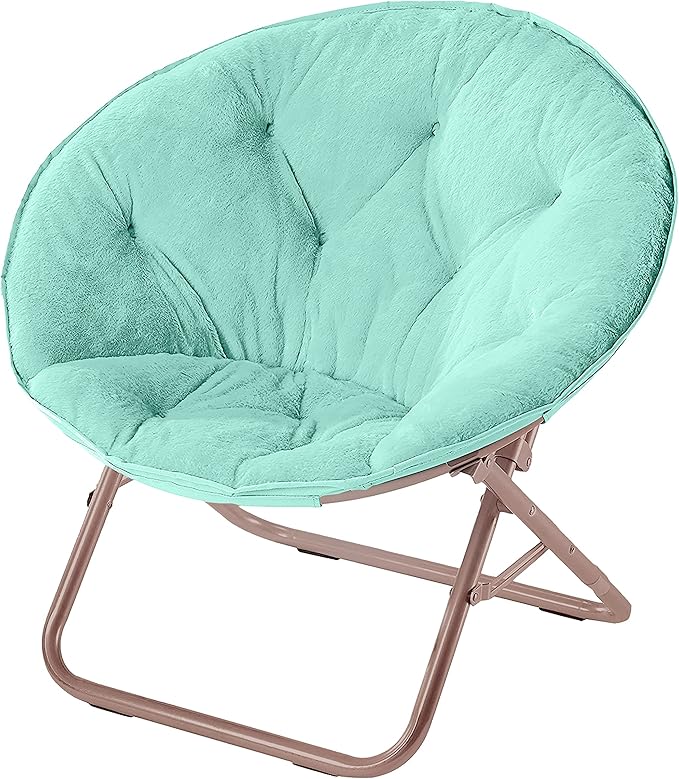 Urban Lifestyle Faux Fur Saucer Chair with Metal Frame One Size Mint