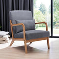 Mid-Century Modern Accent Chair Arm Chair Living Room Chairs with Pillow Upholstered Reading Chair with Solid Wood Frame &amp Corduroy Fabrics for Living Room Bedroom Balcony (Corduroy Dark Grey)