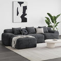 Modern L-Shaped Modular Sectional Sofa for Living RoomOversized 3-Seater Couch with Deep Seat and Movable Ottoman – No AssemblyComfortable Suede Fabric Boneless Sofa(Dark Gray) (Dark Gray)