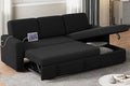 Yaheetech Sectional Sofa L-Shaped Sofa Couch Bed w/Chaise &amp USB Reversible Couch Sleeper w/Pull Out Bed &amp Storage Space Living Room Black