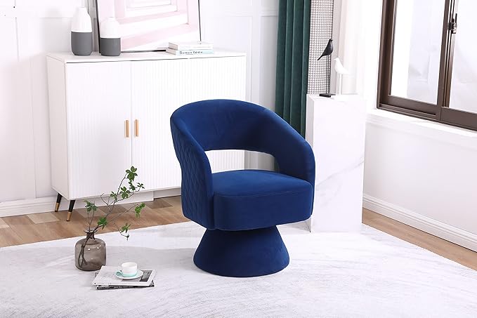 Swivel Accent Chair Armchair Round Barrel Chair in Fabric for Living Room Bedroom Blue