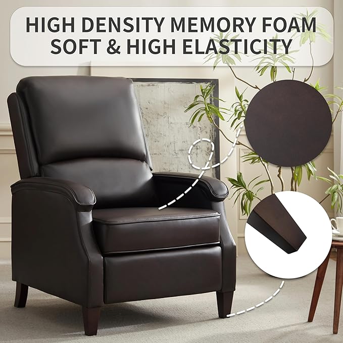 VKNOW Recliner Chair Leather Recliner with Soft Armrest Home Theater Seating with Adjustable Back and Lumbar Support Single Sofa for Adults Lounge Chair for Living Room Bedroom(Chestnut Brown)