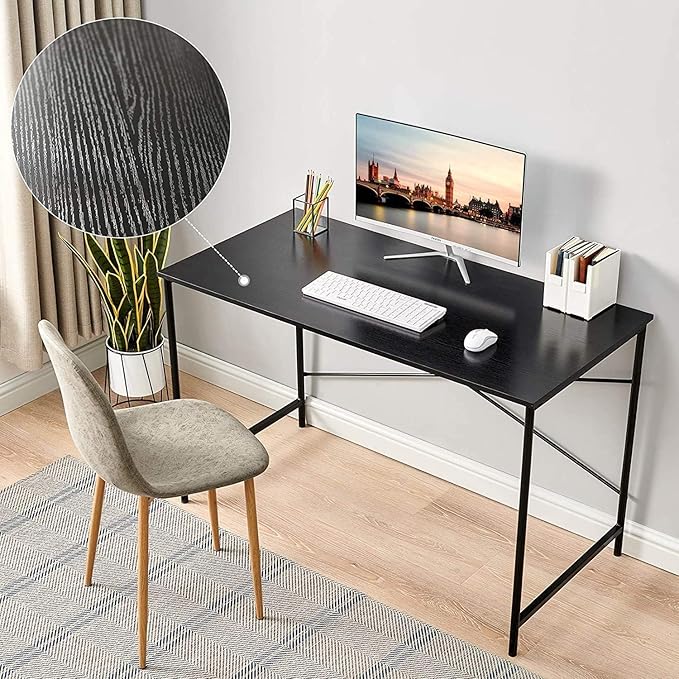 47.2“W x 23.6”D x 29.6“H Metal Frame Home Office Writing Desk - Full Black