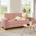 83.86 Corduroy 3-Seater Sofa with Extra Deep Seat Modern Cloud Couch with 2 Cup Holders Comfy Upholstered Sofa for Living Room Apartment &amp Office Pink