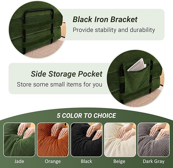 Convertible Sleeper Sofa Bed 78.7 Folding Floor Sofa Mattress Couch with Pillows Corduroy Futon Boneless Couch Lounge Loveseat with Pull Out Bed Green