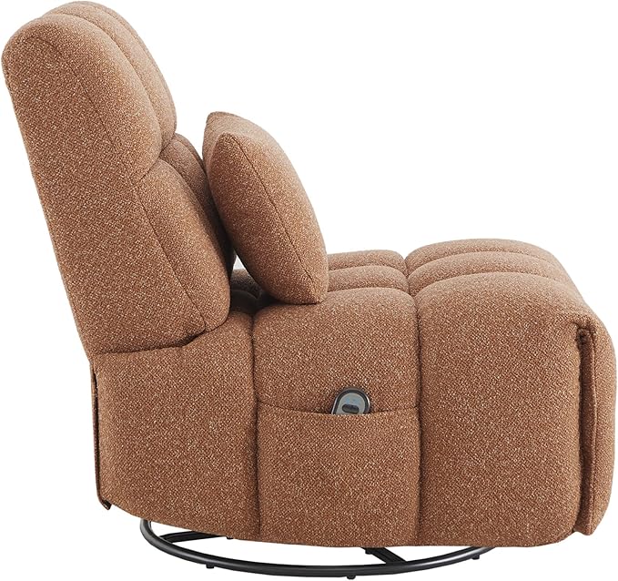 Watson &amp Whitely Oversized Power Recliner Chair for Adults Swivel Rocker Recliner Chair with Lumbar Support Ultra-Comfy Glider Recliner for Living Room Theater Seating Single Sofa Terracotta
