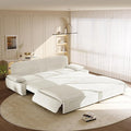 KEIKI 94.5 King-Size 3-in-1 Convertible Sleeper Sofa Oversized Pull-Out Couch with Cloud-Style Deep Seat Corduroy Reclining Loveseat for Home Theater &amp Family Living