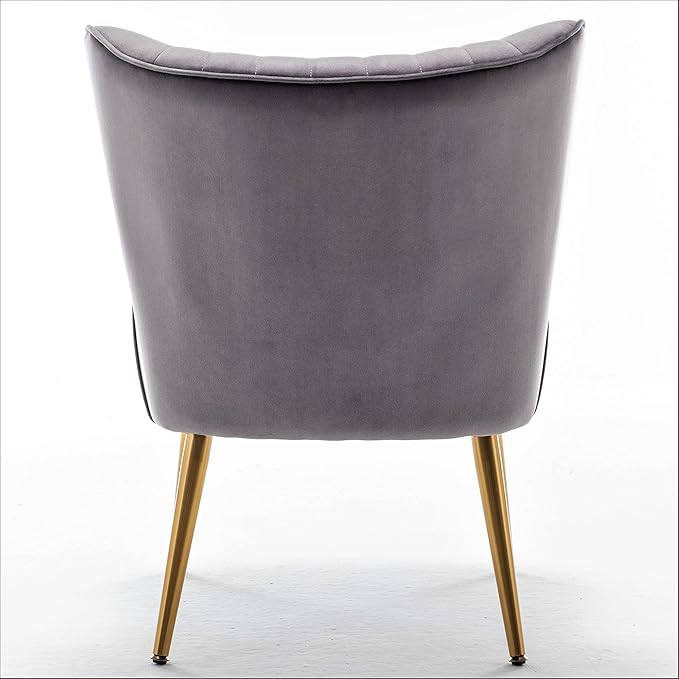 Modern Velvet Accent Chair for Living Room Bedroom or Entryway Stylish and Comfortable Armless Design with Metal Legs Grey