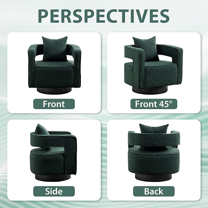 Aoiy &amp Wifon 28.95 W Swivel Accent Chairs for Living Room 360 Degree Swivel Barrel Chair Living Room Accent Chair Boucle Green 2PACK