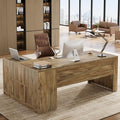 Tribesigns 71 L-Shaped Executive Desk with File Cabinet Large Office Computer Table with Storage Shelves Professional Business Furniture Workstation for Home Office Rustic Brown